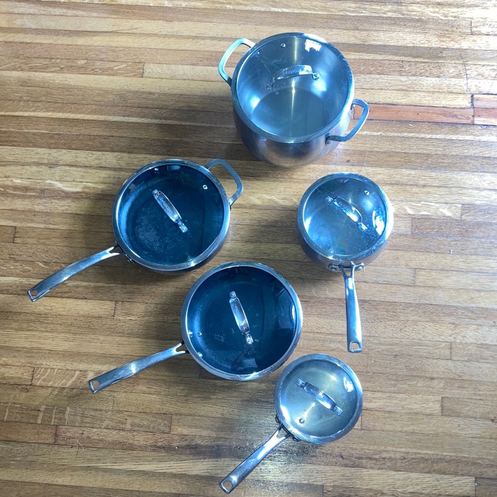 🫕👨🏻‍🍳 Set of (5) Vintage Belgique Pots and Pans - With Lids ⏲🥘